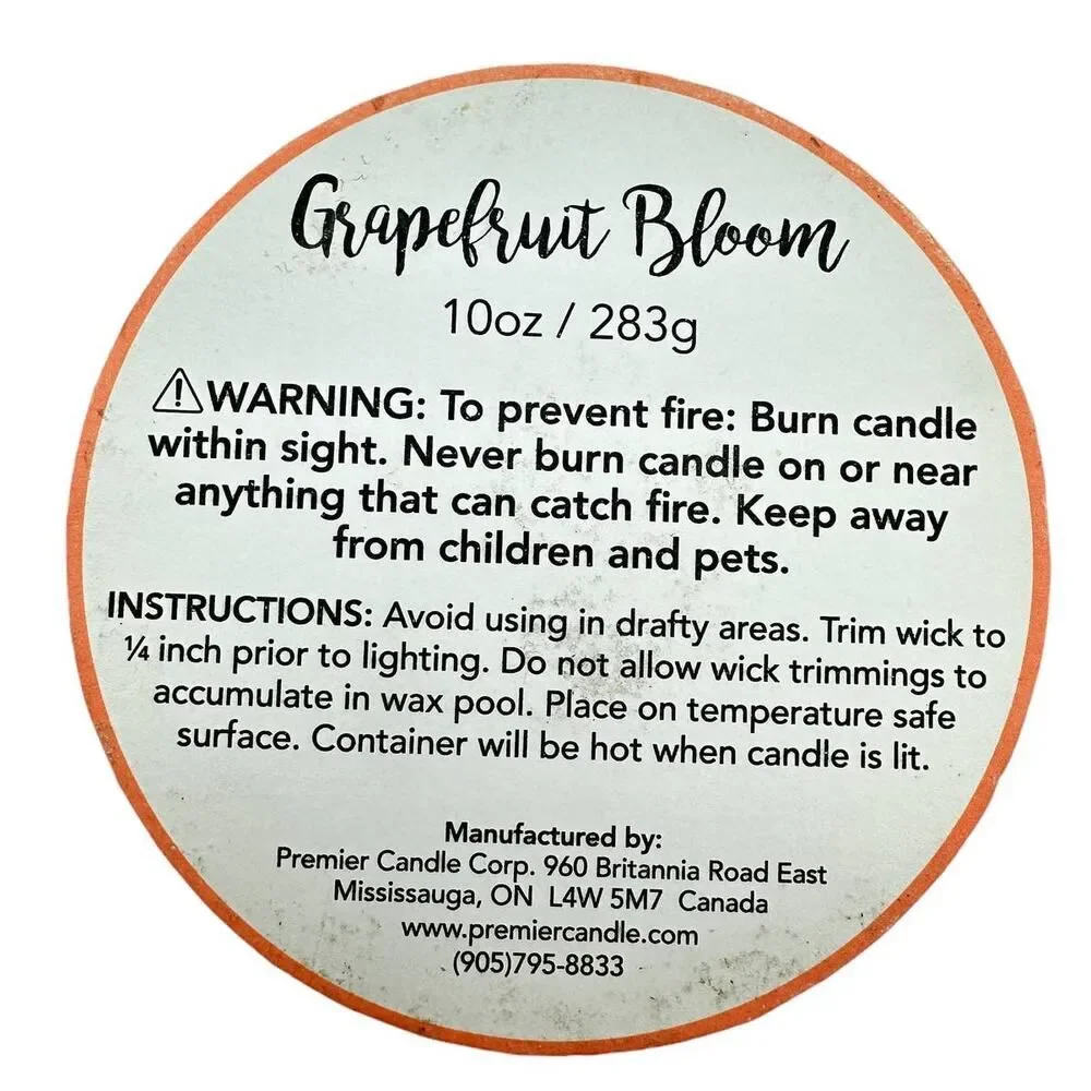 Simply‎ Indulgent Premier Candle Co. Grapefruit Blossom Soy Candle 10 oz NEW